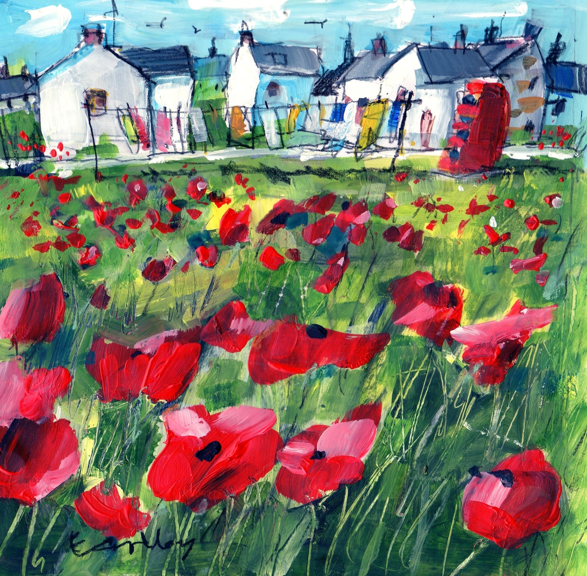 'Poppies, Seatown, Lossiemouth' by artist Ron Eardley
